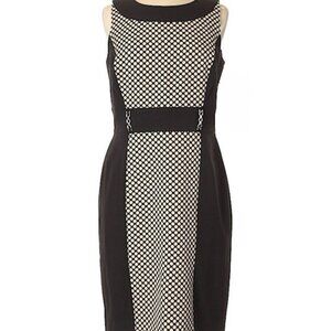 Tahari Black & White Geometric Sheath Dress Size 8